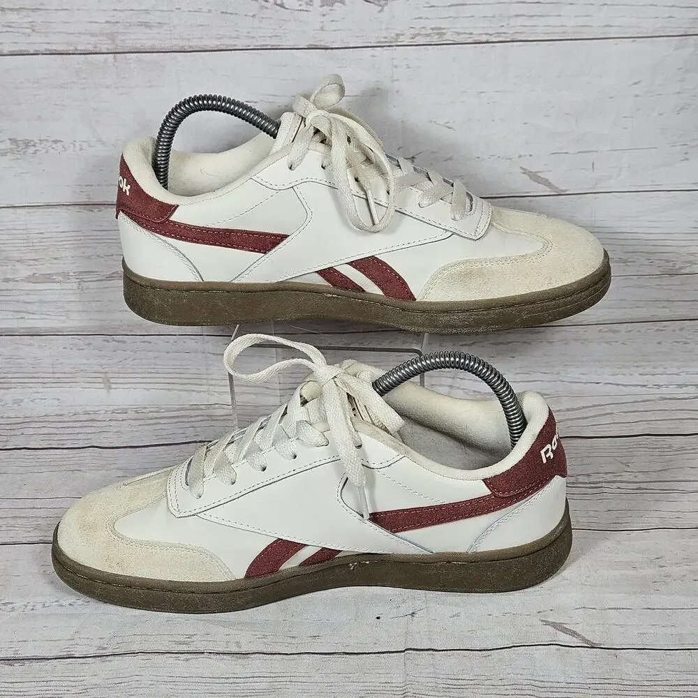 Reebok Classic Shoes Women’s White Burgundy US 8 Leather Suede Sneakers